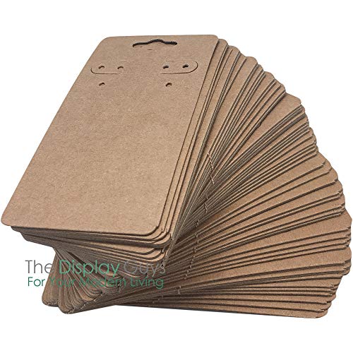 Image of 500-Pack 2x4 Pre-Punched Hanging Jewelry Earrings Display Cards (Brown Kraft Paper, Large)