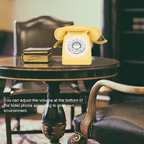 Teléfono fijo retro amarillo con cable y disco moderno miniatura 3