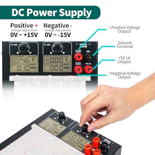 YIHUA 1502PBB Gatenrasterplaten, steekplank, breadboard, power supply set, laboratoriumvoeding, kit met DC + 15 V -15 V uitgang voor Arduino Starter Kit, elektronische projectkit, soldeervrije - Afbeelding 5