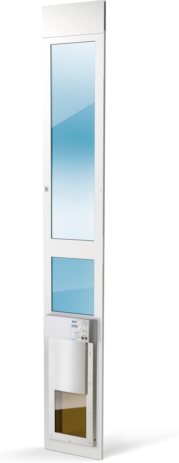Power Pet WiFi Automatic Sliding Glass Patio Pet Door by High Tech Pet - Pet Operated Dog Door for Cars and Dogs up to 30 lbs. Heavy-Duty Aluminum Frame (92 3/4-96"), Safe, Air Tight, Easy Install