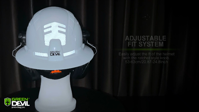 GREEN DEVIL Matrix Full Brim Hard Hat with Ear Muffs Vented