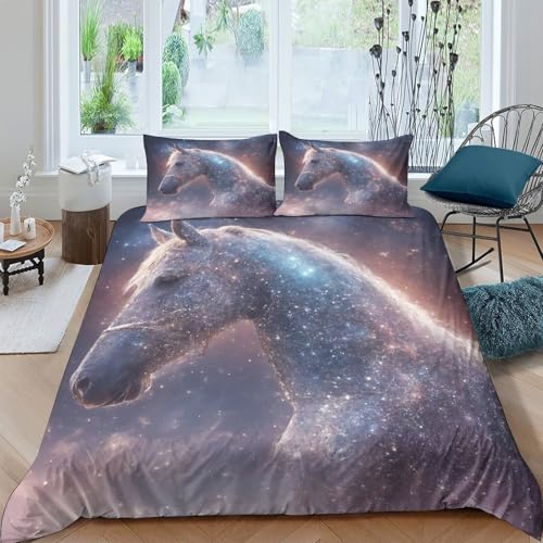 Housse de couette microfibre super douce motif cheval 3D