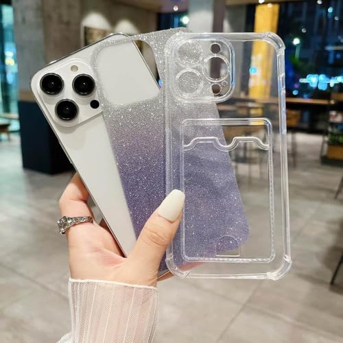 Étui portefeuille iPhone 14 Plus bleu paillettes avec coque antichoc robuste - 2