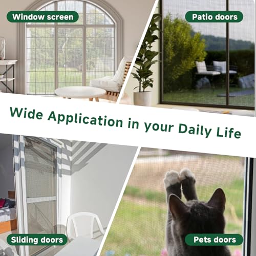 Windows Screen Replacement Kit and Screen Door Repair Kit 48"x177" Durable Fiberglass Screen Mesh Roll with All Tools in Window Screen & Sliding Screen Door Replacement for Windows, Patio (48"x177") by GeekNi - Used condition - Image 5
