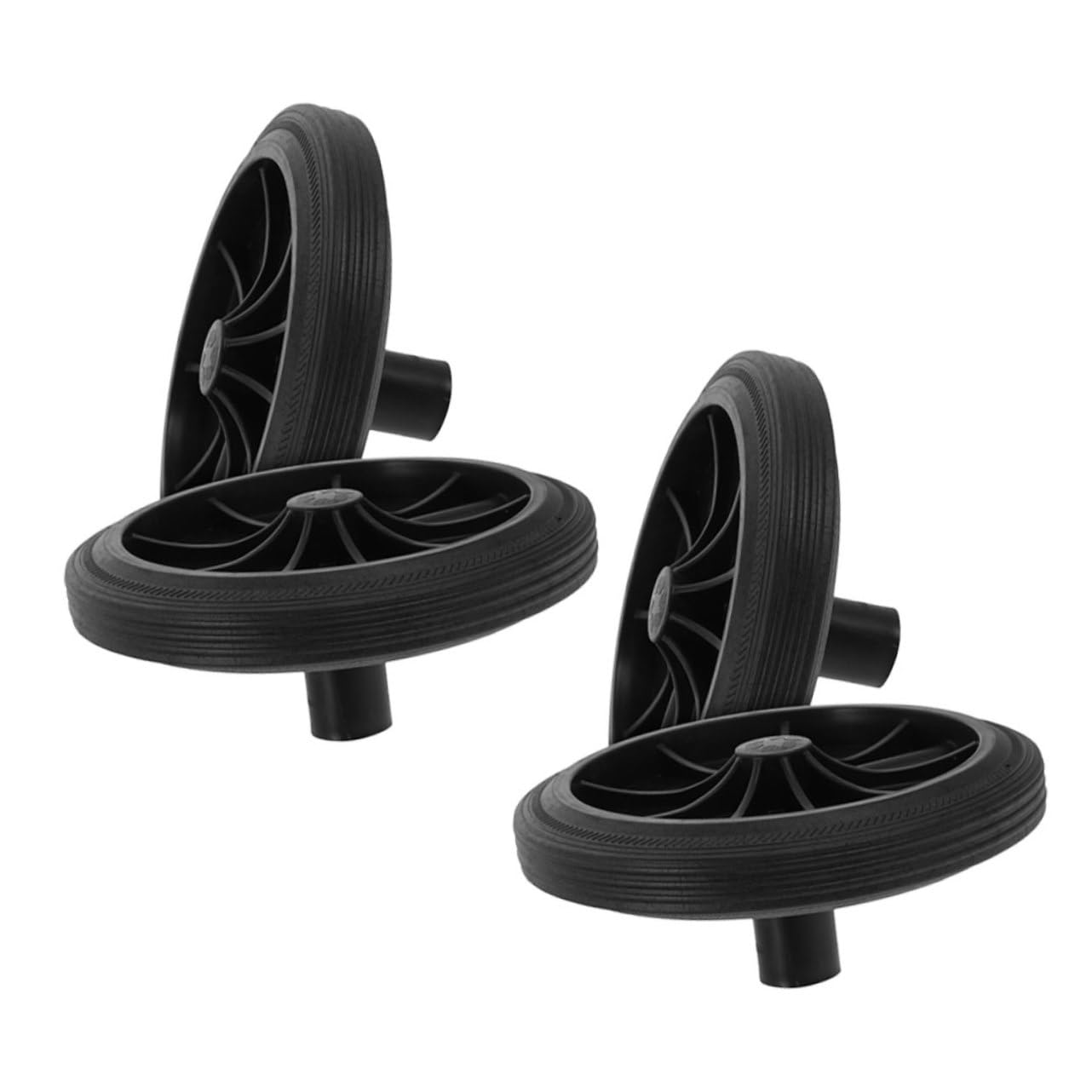 Roues pour poubelles à mobilité fluide GALPADA en caoutchouc noir antichoc, lot de 4