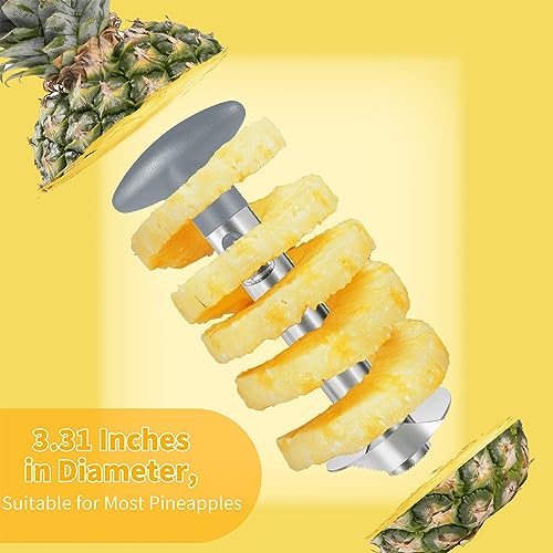 Pineapple Corer, [Upgraded, Reinforced, Thicker Blade] Newness Premium Pineapple Corer Remover, Stainless Steel Pineapple Core Remover Kitchen Tool With Sharp Blade For Diced Fruit Rings, Gray #TOP2