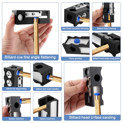 LOQJSS 10 in 1 Aluminum Billiard Repair Tool &1 Pairs Billiard Gloves, Pool Cue Tip Repair Tool,Billiard Cur Tip Ferrule Tool,Pool Cue Replacement Accessories for Polishing, Shaping - Thumbnail 3