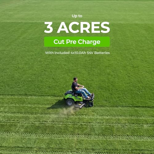 Image of NovorikX 60V 42'' Cordless Electric Riding Lawn Mower, Zero Turn Lawn Mower with 4 * 10AH Batteries and Plug in Charger for Large Yard