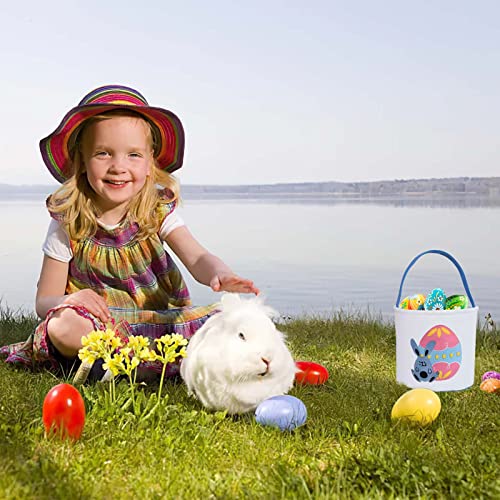 Image of Easter Basket Bags, WOVTE Bunny Easter Basket, Easter Eggs /Gift Baskets for Kids, Bunny Bucket for Easter Eggs,Toys, Candy,Gifts (Blue)