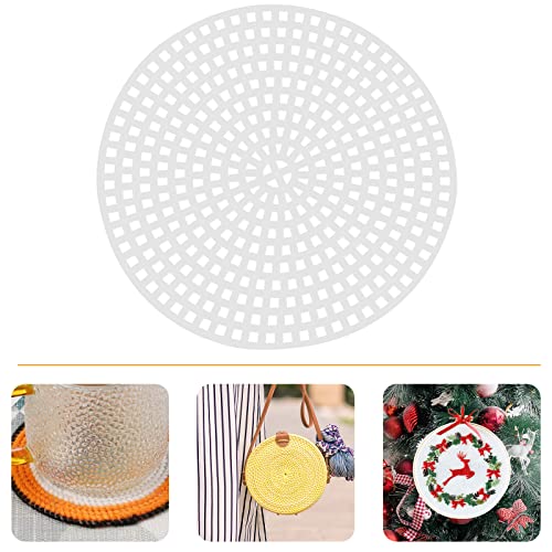 Image of Milisten Round Plastic Canvas Mesh Sheet 5.78 in Cuttable DIY Cross Stitch Grid Board 20 Pack Mesh Liner for Wreath Bag Bottom Liner Embroidery Craft Projects