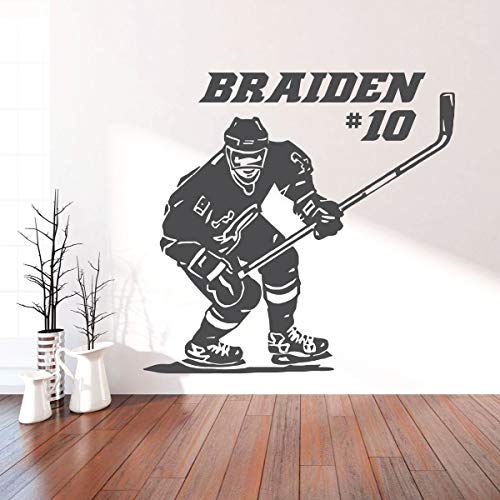 Hockey Wall Decor - Personalized Player With Stick - Vinyl Sticker For Teen, Boy's Bedroom Or Playroom - Sports Decorations #TOP3