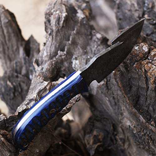 Lh Limassol 8 Inch Fixed Blade Custom Handmade Damascus Steel Gut Hook Knife/Hunting Knife/Skinner Knife/Gut Hook Knife Leather Sheath thumb #5