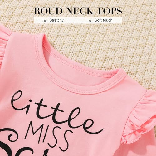 Image of SANMIO Toddler Girl Clothes Cute Ruffle Sleeve Shirt Floral Pants Headband | 3Pcs Fall Winter Outfits Kids Girls Clothing Set 1-6T