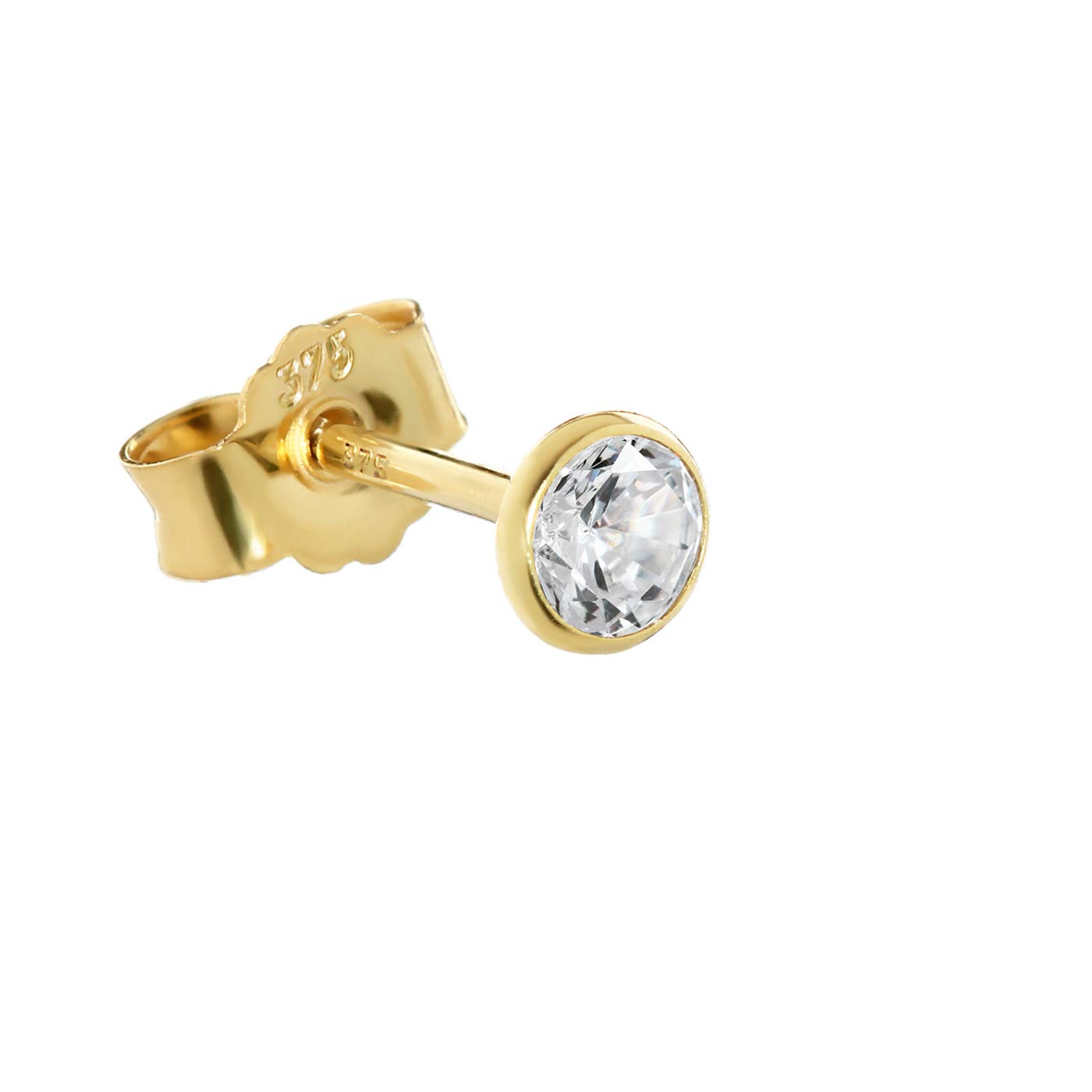 Orecchino Singolo NKlaus In Oro Giallo 9K (375) Con Zirconia Cubica - Diametro 4 Mm