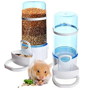 2 Packs Pet Feeder and Waterer, Self Dispensing Automatic Hamster Feeder, Food and Water Dispenser Set,Small Animal Dog Cat Pet Food Bowl, for Dogs Cats Pets Animals, 16x14cm, Blue (Blue)
