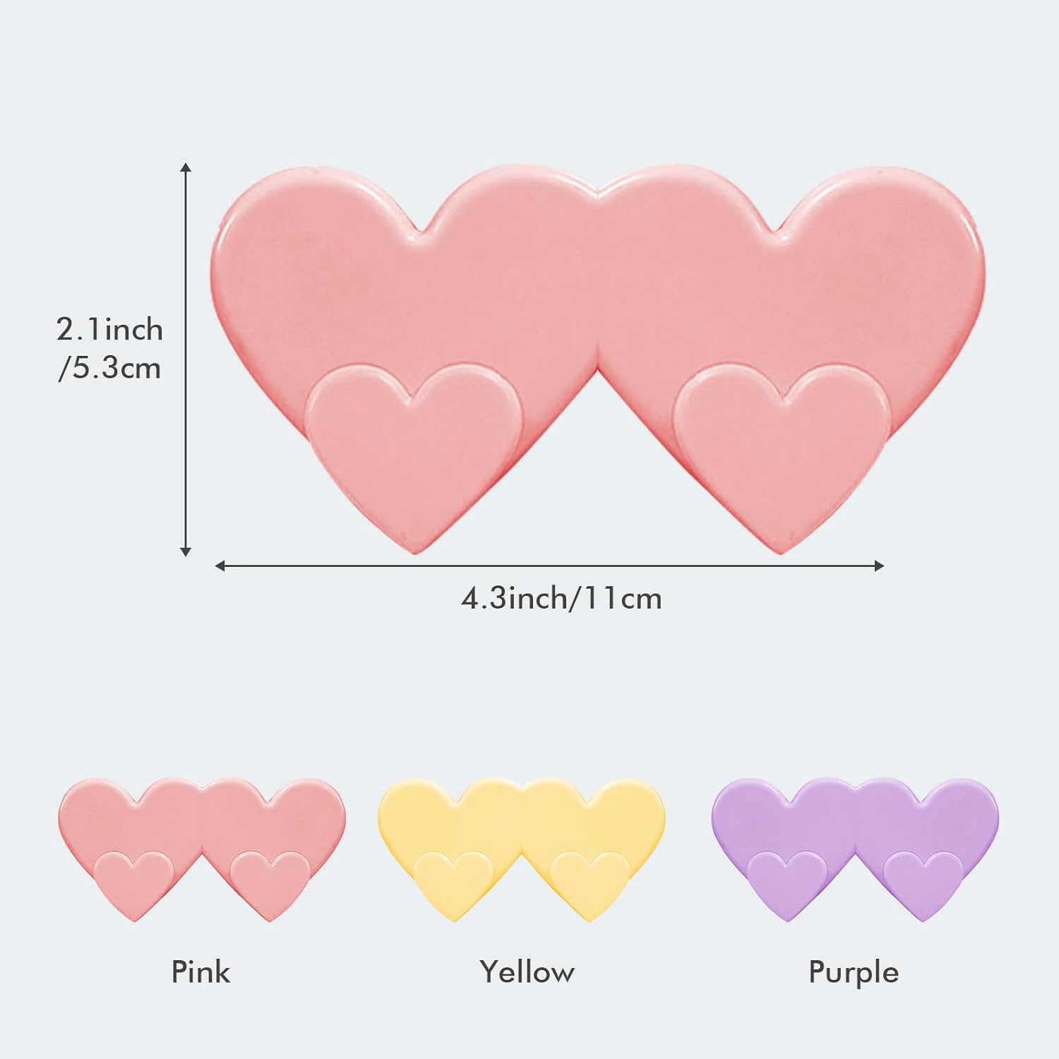 4 Packs Heart Shaped Wall Hooks - Adhesive Coat Rack Mount, Damage Free Hanging Hooks for Bathroom Kitchen Decor (Pink)