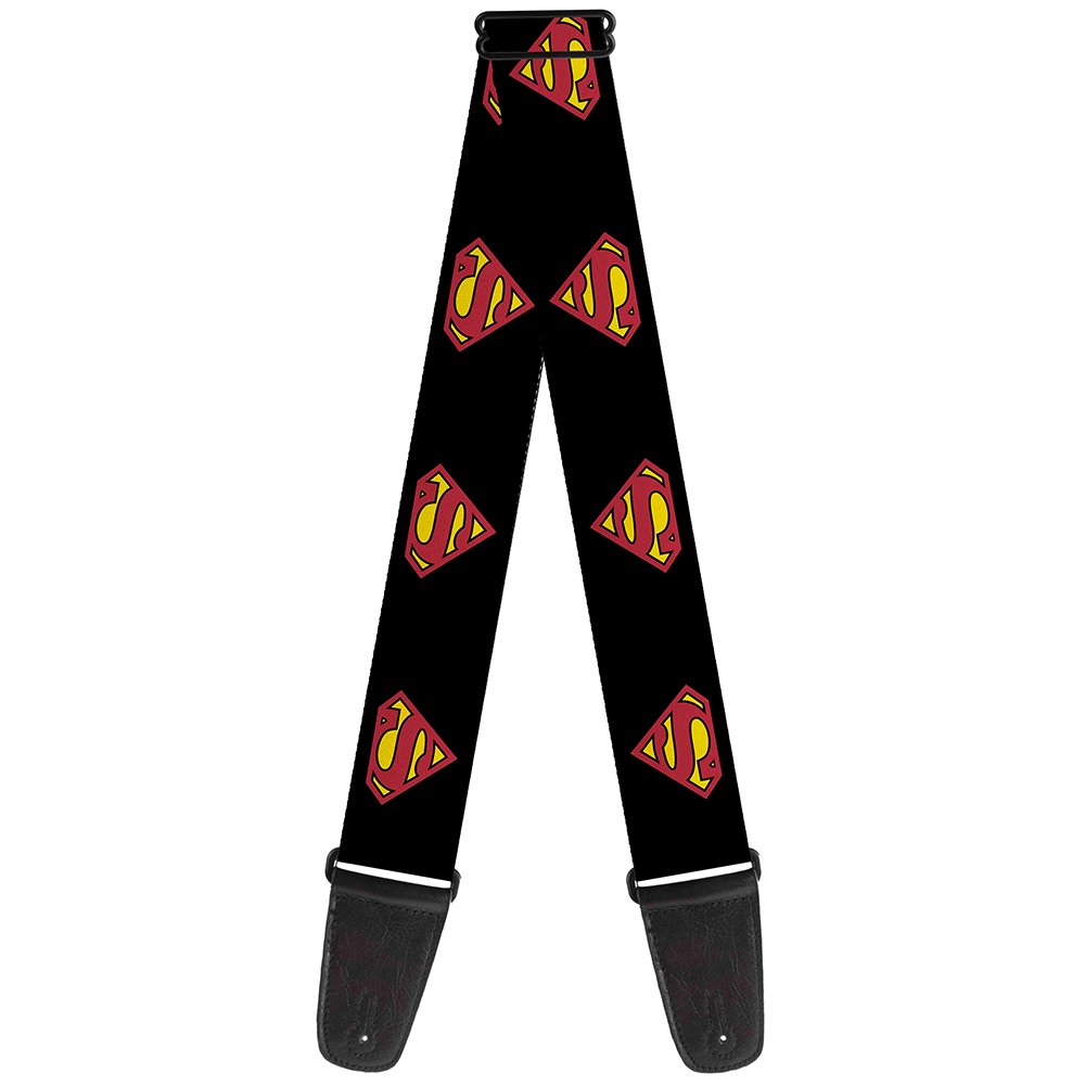 Buckle-Down GS-WSM010 Guitar Strap Superman Shield Black 2 Inches Wide, 34-60"