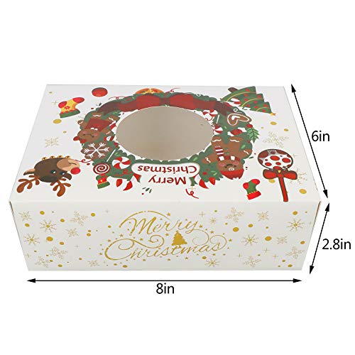 image for Ujuuu 18 Packs Christmas Cookie Boxes with Window Kraft Bakery Boxes w