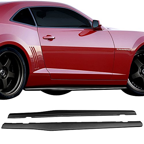 Side Skirts Compatible With 2010-2015 Chevy Camaro Ls, Lt, Ss Only, Ikon Style Black Pp Sideskirt Rocker Moulding Air Dam Chin Splitter By Ikon Motorsports, 2011 2012 2013 2014 #TOP1