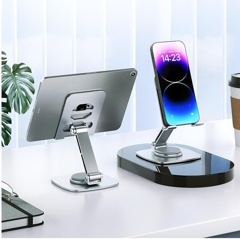 Swivel Phone Tablet Stand for Desk 360 Rotation Portable Foldable Cell Phone Tablet Stand Office Desk Accessories for