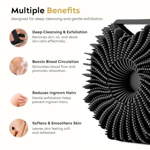 Image of Silicone Body Scrubber - Deep Cleansing & Exfoliating Shower Brush for Soft, Smooth Skin, Improves Skin Texture, Boosts Circulation, Gentle & Hygienic Bath Scrubber for Men & Women