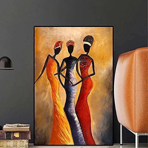 Peinture à l'huile sur toile pour raviver un mur vide avec un portrait femme africaine vintage
