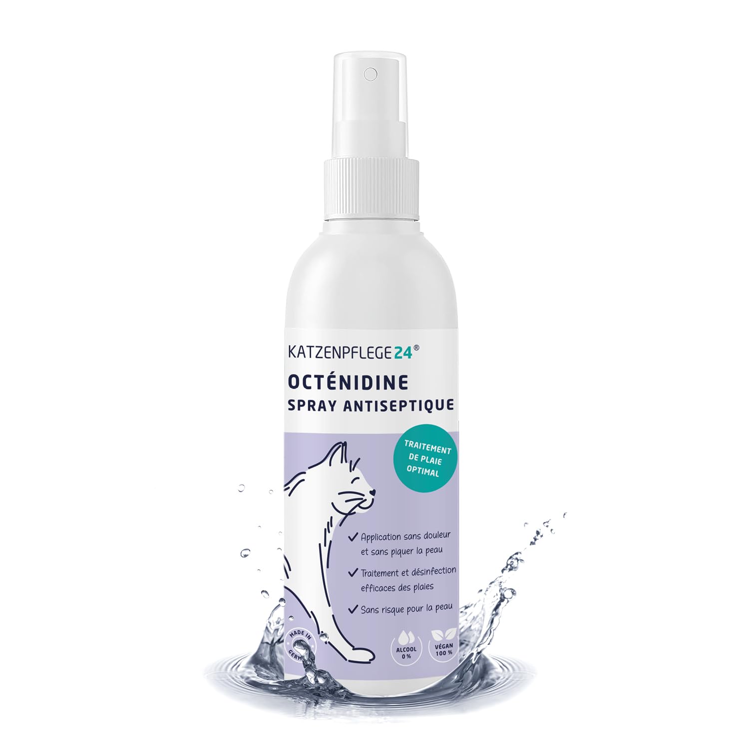 Spray antiseptique et cicatrisant octénidine chat - Désinfecte, apaise, soigne & protège tout type de plaies sans piquer la peau - 125 ml avec des substances actives éprouvé