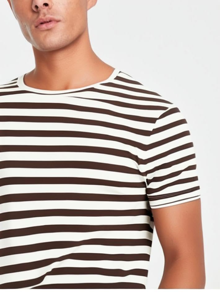 Image of Mack Jonney Oversized | Loose Fit | Half Sleeves 100% Cotton Round Neck Striped T-Shirt for Men-MACK640651