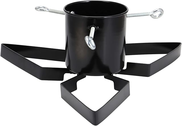 Taylor & Brown Christmas Xmas Metal Adjustable Tree Stand Holder Tree Tidy Decoration, Supports Trees Up To 8FT In Height - 1.4L Water Tank Capacity - 3-11cm Diameter (Black)