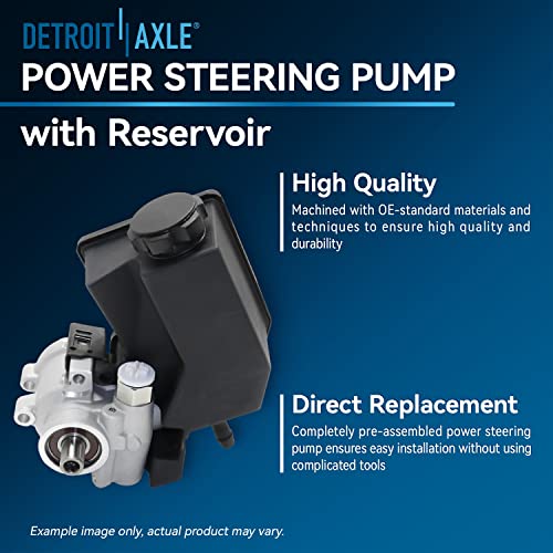 Image of Detroit Axle - Steering Pump for 1999-2013 Chevy Silverado 1500, Avalanche Suburban 1500 C2500 K2500 Cheyenne Power Steering Pump with Reservoir Replacement