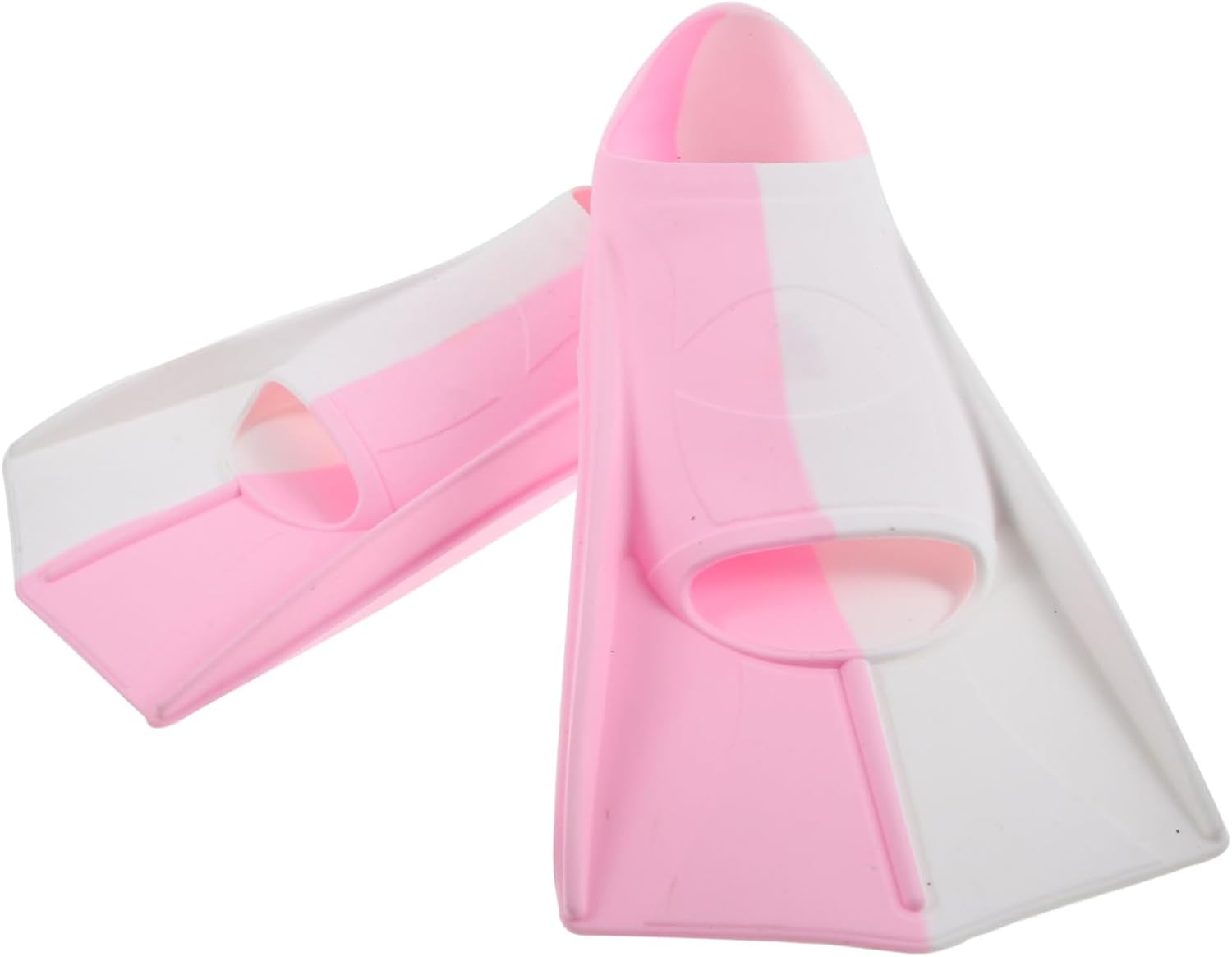 1pair Silicone Short Webbed Fins for Snorkeling and Diving Training Lightweight Pink-White Diving Equipment for Beginners and Travelers