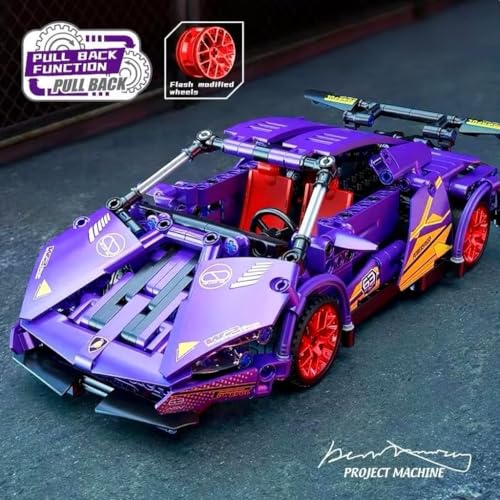 Image of 1:18 Scale Green Lambo Racing Car Building Blocks - 470 PCS Pull-Back Assembly Kit | Collector's Model Toy Compatible with Major Bricks | Creative Gift for Kids & Racing Fans