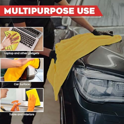 Image of Autofy Multipurpose Microfiber 800 GSM Pack of 2-40cm x 40cm Cleaning Towel Microfibre Cloth Highly Absorbent Dust Towels for All Vehicles Bikes Cars Glass Kitchens - Multicolour
