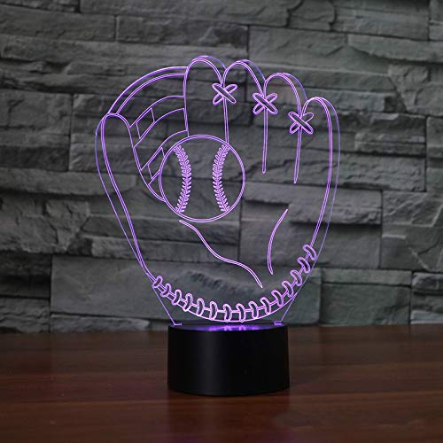 3D Led Guantes De Béisbol Lámpara De Mesa Con Control Táctil 7 Colores Lámpara De Escritorio Con Lámpara Cambiante Novedad Luces Nocturnas Luz De La Estrella De La Muerte Luces Nocturnas