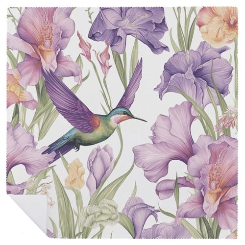 Set de 4 servilletas de tela con flores y colibríes 18.7x18.7 pulgadas miniatura 6