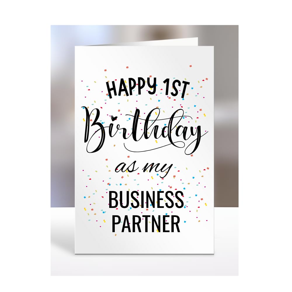 Happy 1st First Birthday as my Business Partner card, gifts for men, women, greetings card, presents for Christmas, A5-138_40