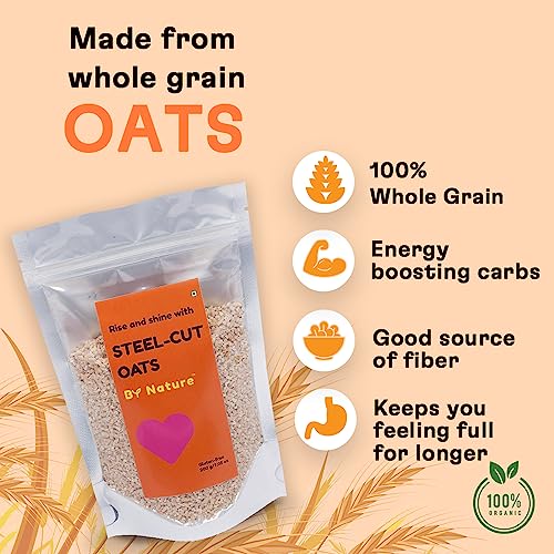 Image of By Nature Steel Cut Oats 200g | 100% Natural Whole Grain | High-Fiber | Healthy breakfast | Protein Rich | Healthy & Delicious | Efficient on reducing Weight & Cholestrol | High Protein Oats