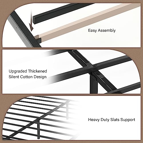 Full Size Platform Metal Bed Frame With Wooden Headboard And Footboard/Rustic Country Style Mattress Foundation /No Box Spring Needed/Under Bed Storage/Strong Slat Support, Rustic Brown (Full) #TOP2