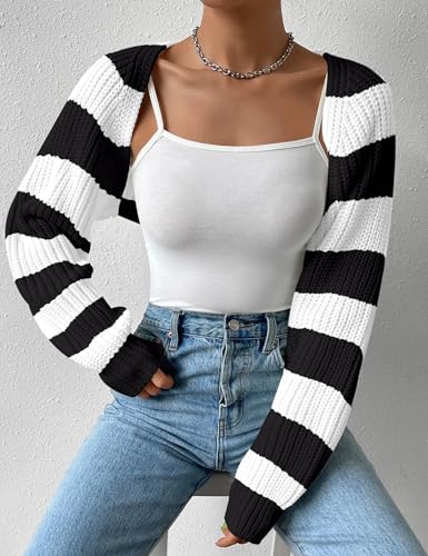 Women's Shrug Cardigan Sweater Drop Shoulder Long Sleeve Knit Crop Bolero Cardigans3