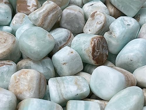 Image of GAF TREASURES 1 /2 LB Caribbean Calcite Tumbled Stones, Polished Natural Caribbean Calcite Gemstone, Caribbean Calcite Healing Crystals (Caribbean Calcite)