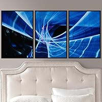 3 Piece Framed Canvas Wall Art Abstract Geometric Lights Mixed Media Canvas Prints Home Artwork Decoration for Living Room,Bedroom - 16
