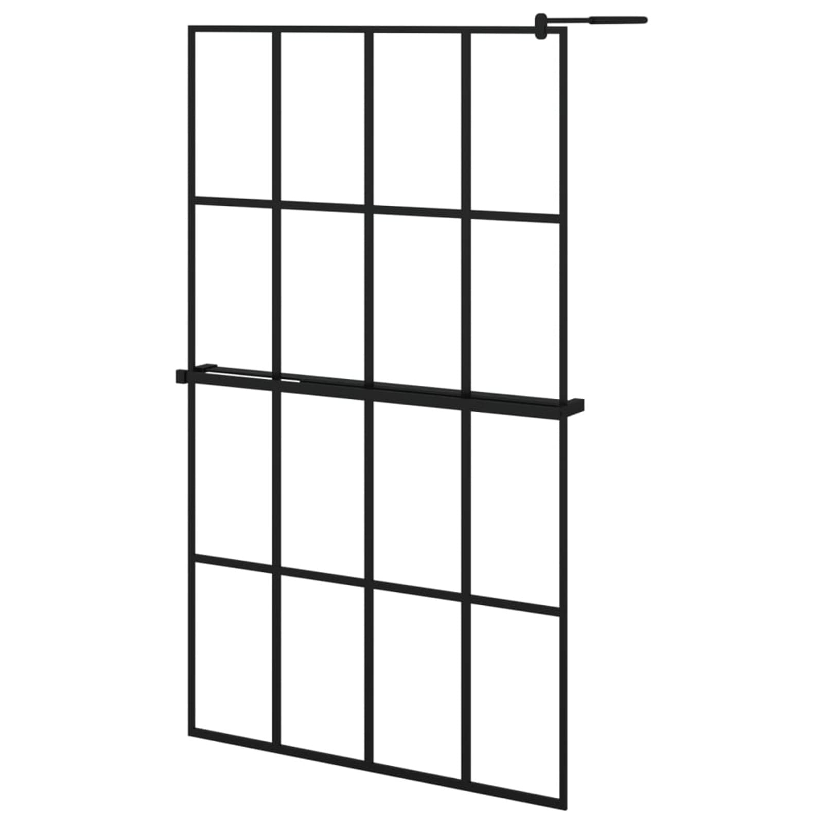 Mampara Ducha con Estante Vidrio ESG y Aluminio Negro 118x190cm, Mampara Bañera, Mampara Baño Ducha, Cabina De Ducha, Mampara Baño - 3185486