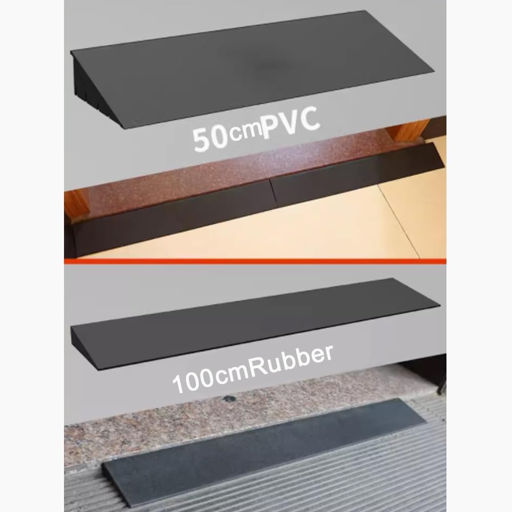 Rampa de umbral de goma para silla de ruedas, scooter, rampa de puerta portátil de 2 pulgadas, rampa de cobertizo para robot de barrido, rampa de acceso de movilidad de 98 cm de longitud, rampa de