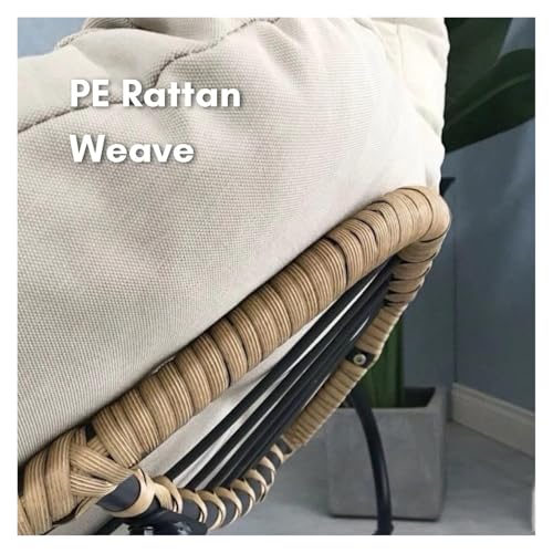 Chaise à bascule extérieure grand format noir et gris avec coussin confortable - 5