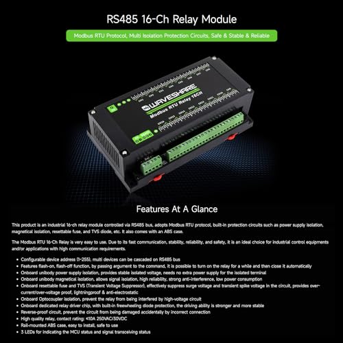 Relais Modbus RTU 16 canaux RS485 Waveshare commutateur domotique élevage