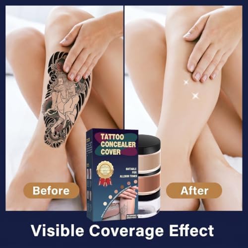 Tattoo Cover Up Makeup Waterproof, 2 Color Full Coverage Scars Concealer Cream Set, Long Lasting Skin Imperfections and Birthmarks Camouflage Concealing Makeup for Body and Face — view 6