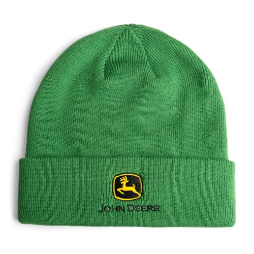 John Deere Logo One Size Youth Beanie Winter Hat Green OS Youth