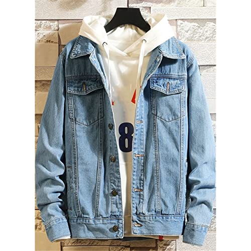 Kelsiop Fashion Men Solid Color Casual Denim Jacket Spring Autumn Cotton Denim Jacket3