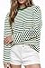 CHYRII Womens Oversized Striped Long Sleeve T Shirt Fashion 2026 Crewneck Casual Fall Spring Tops Y2K Clothes (Green M)