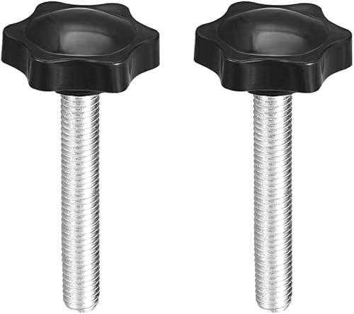 uxcell Pomo de tornillo de sujeción, 1.496 in de diámetro con forma hexagonal de ciruela, perilla de estrella M8 x 2.362 in, rosca macho, 2 unidades